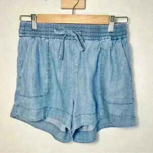 Staccato Elastic Drawstring Washed Denim Blue Short With Pockets Size Small